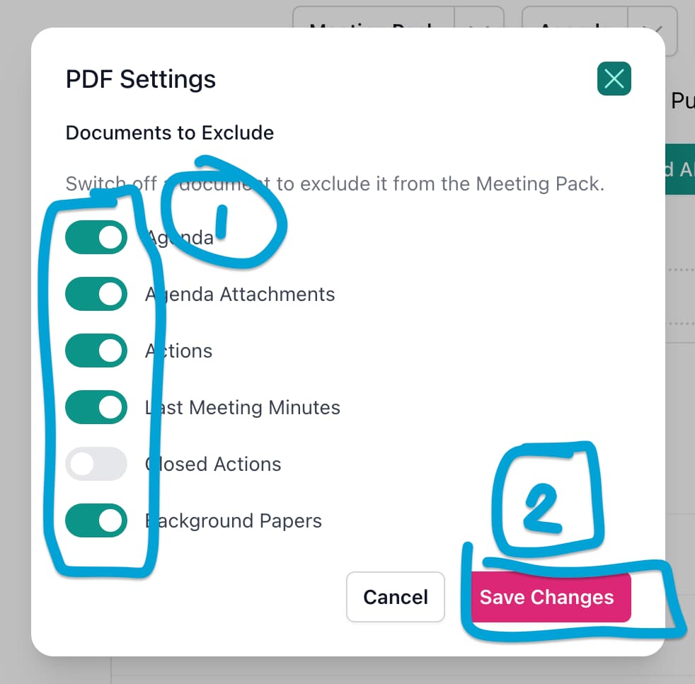 Meeting Pack Button
