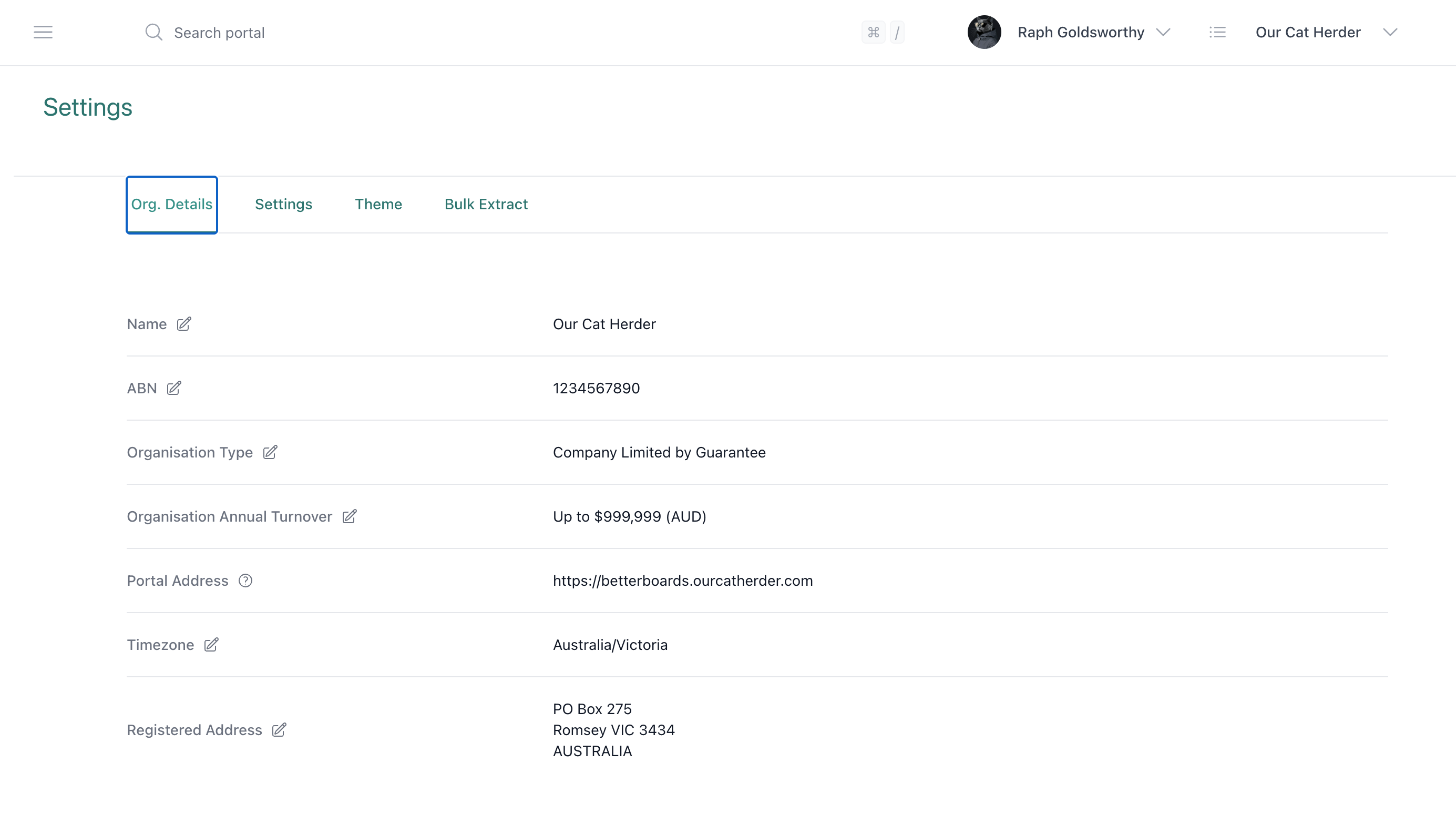 Settings Page Screenshot
